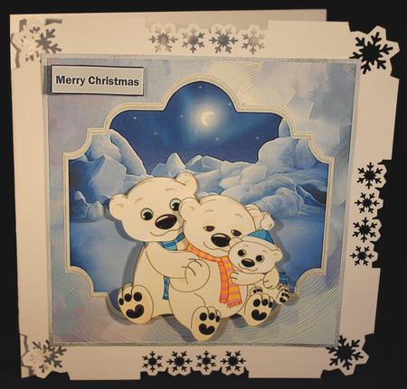 Polarbear Family 7x7 Card with Decoupage by Yvonne Middleton