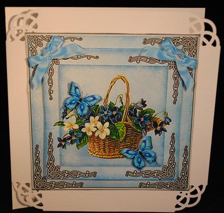 Basket of Flowers 5.5x5.5 Blue by Yvonne Middleton