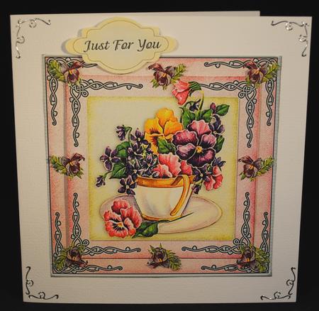 Teacup of Flowers 5.5x5.5 Pink by Yvonne Middleton