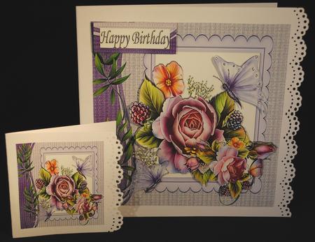 Pretty Roses and Butterflies, Cascading Leaves 8x8 by Yvonne Middleton