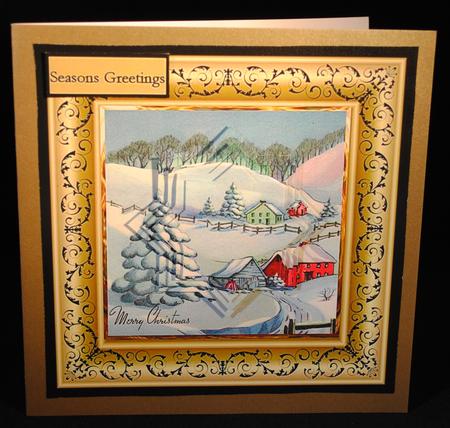 Christmas at the Farm 6x6 Card with Shaped Pyramid by Yvonne Middleton