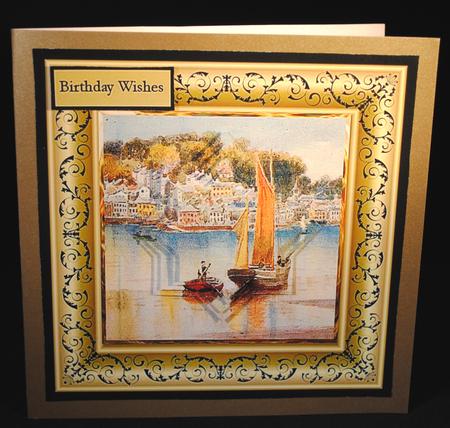Harbour View Sailing 6x6 Card with Shaped Layers by Yvonne Middleton