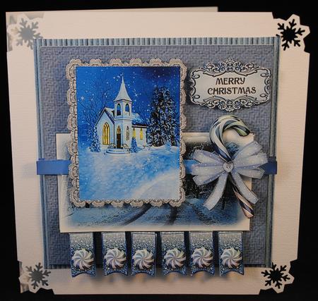 Blue Christmas Card Front Plus Bonus Gift Tags by Yvonne Middleton