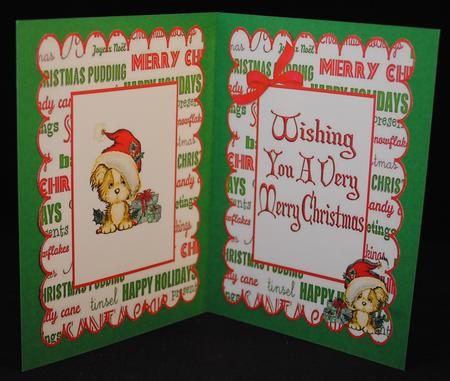 Cute Puppy in Santa Hat with Pressies A5 Insert by Yvonne Middleton