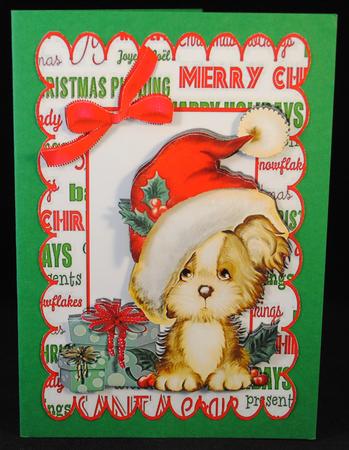Cute Puppy in Santa Hat with Pressies by Yvonne Middleton