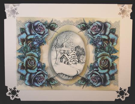 Elegant Winterroses & Lace Winter Snowscene by Yvonne Middleton