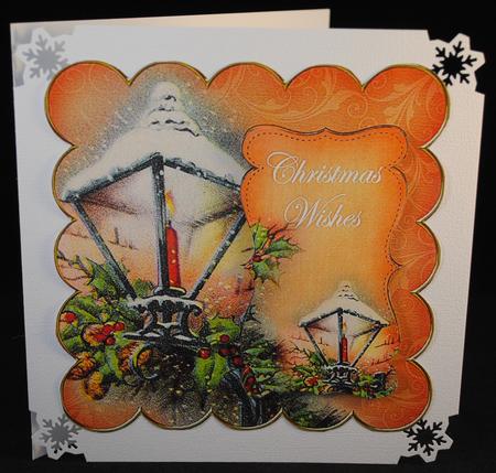 Borange Lantern2 Christmas Wishes 8in Scallop Topper by Yvonne Middleton