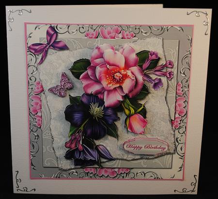 Summer Flowers Layered Panels Card Front by Yvonne Middleton