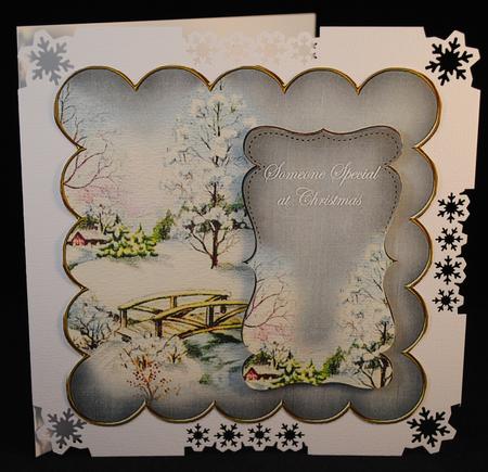 Silver Snowscene Someone Special 8in Scallop Topper by Yvonne Middleton