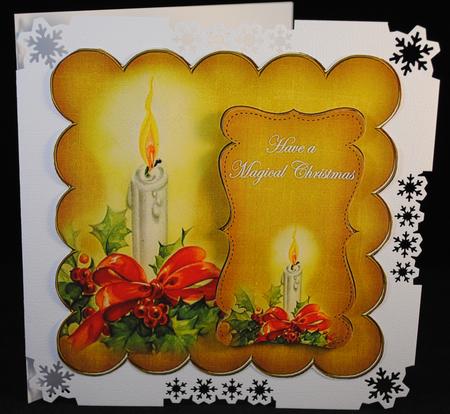 Gold Candle Across Miles at Christmas 8in Scallop Topper by Yvonne Middleton