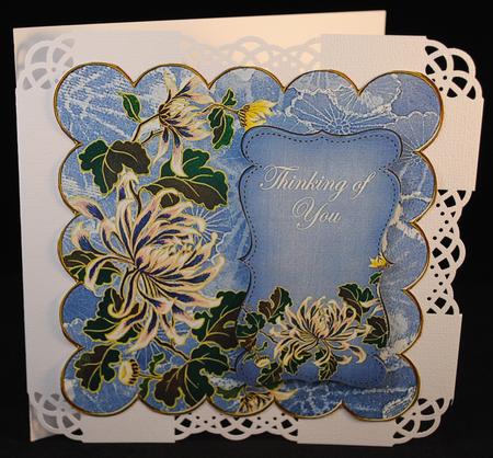 Blue Oriental Lotus Thinking of You 8in Scallop Topper by Yvonne Middleton
