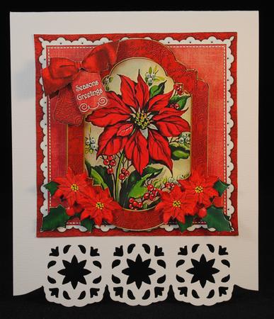 Red Poinsettia Seasons Greetings 6in Christmas Step by Step by Yvonne Middleton