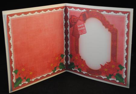 Red Poinsettia Seasons Greetings to Fit 6in Folded Insert by Yvonne Middleton