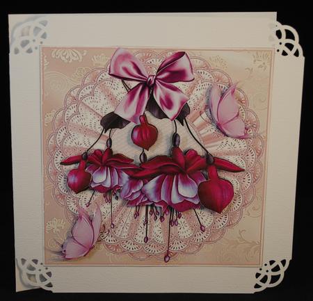 Beautiful Fushia's in Pink Card Topper by Yvonne Middleton