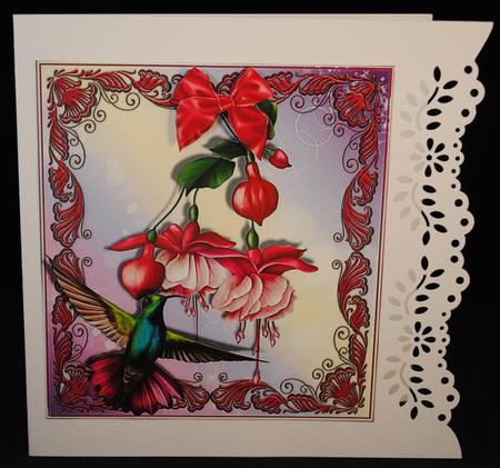 Fuschia and Humming Bird Topper or Card Front by Yvonne Middleton