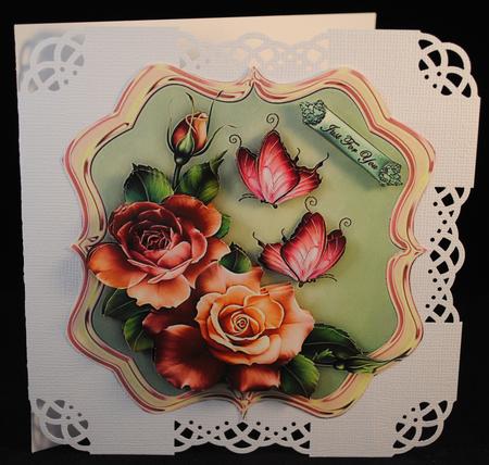 Scallop Topper Vintage Roses & Butterflies by Yvonne Middleton