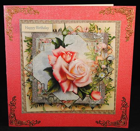 Rose of Perfection 7x7 Card with Decoupage by Yvonne Middleton