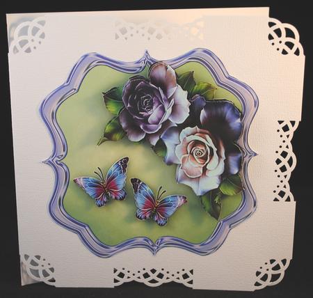 Scallop Topper Lavender Roses and Butterflies by Yvonne Middleton
