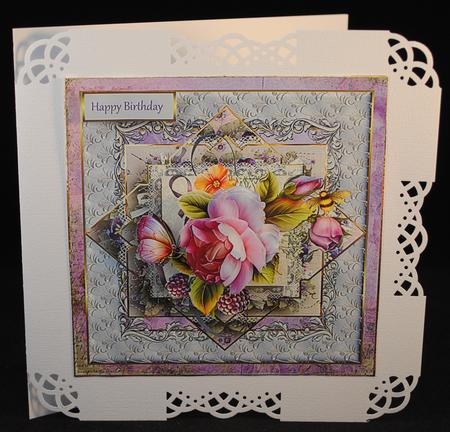 Rose and Butterfly Diamond 7x7 Card by Yvonne Middleton