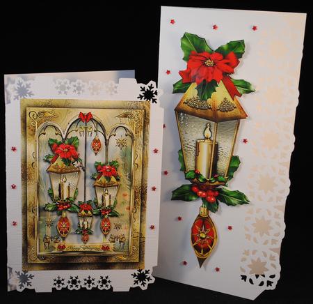Christmas Vintage Windows with Lamps Card by Yvonne Middleton