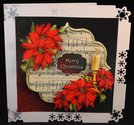 Red Poinsettias & Christmas Candle by Yvonne Middleton