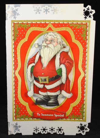Lovely Santa on a Gold Tag by Yvonne Middleton
