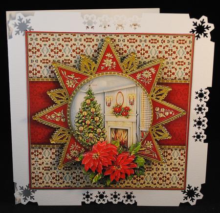 Festive Fireplace and Poinsettias 8x8 Mini Kit by Yvonne Middleton