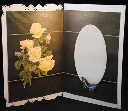 Vintage Girl with Blue Butterfly and Roses Insert by Yvonne Middleton