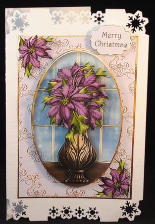 Christmas Vase of Purple Poinsettias Mini Kit by Yvonne Middleton