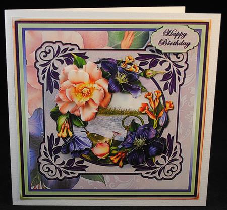 Pink and Purple Summer Blooms Card Front by Yvonne Middleton