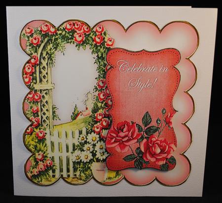 Pink Rose Arch Celebrate in Style 8in Scallop Topper by Yvonne Middleton