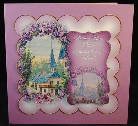Pink Lavender View Another Year 8in Scallop Topper by Yvonne Middleton