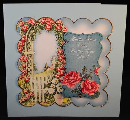 Teal Rose Arch Another Year 8in Scallop Topper by Yvonne Middleton