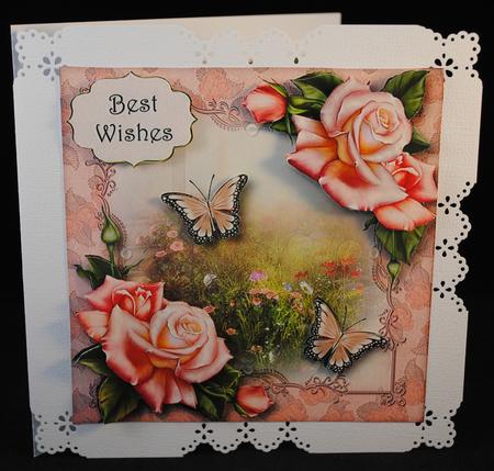 Pink Roses & Butterflies by Yvonne Middleton