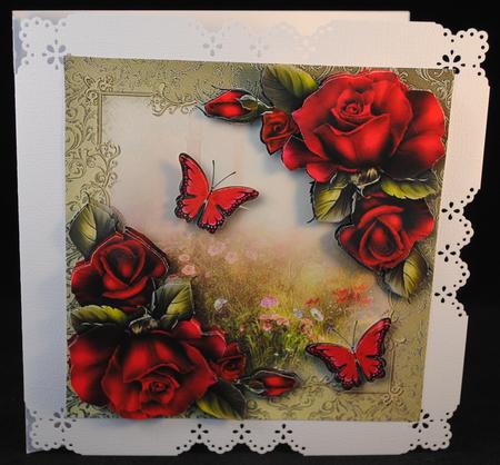 Magenta Roses & Butterflies by Yvonne Middleton