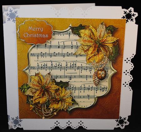 Christmas Golden Poinsettias 8x8 Quick Topper by Yvonne Middleton