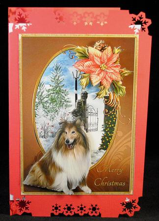 Collie & Poinsettia Christmas Card by Yvonne Middleton