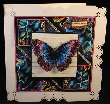 Cardtopper Flowers & Butterfly Dark Moon 664 by Yvonne Middleton
