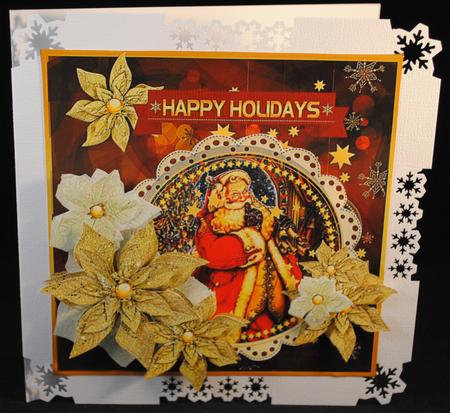 Vintage Santa & Poinsettias by Yvonne Middleton