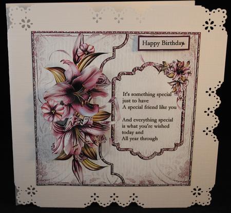 Special Friend, Lily 7x7 Card with Decoupage by Yvonne Middleton