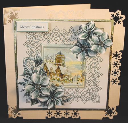 Church at Christmas 7x7 Card with Decoupage by Yvonne Middleton