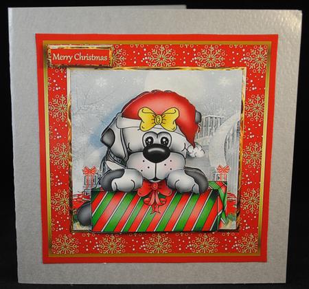 Puppy's Christmas Present Card and Decoupage by Yvonne Middleton