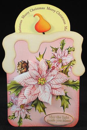 Candle Shape Card Christmas Poinsettia Pink 692 by Yvonne Middleton
