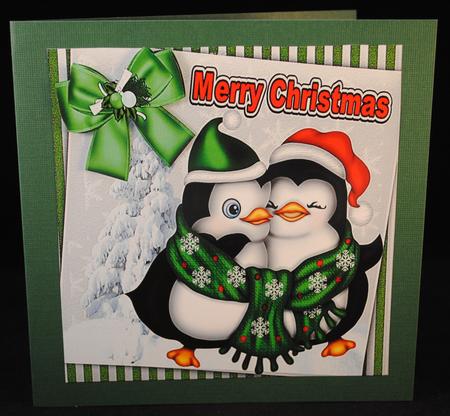 I Got U Babe! Cute Cuddling Penguins with Tree 8x8 by Yvonne Middleton