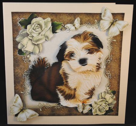Gorgeous Fluffy Shitzu with Roses 8x8 Mini Kit by Yvonne Middleton