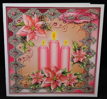 Pink Candles Christmas Decor 8x8 by Yvonne Middleton