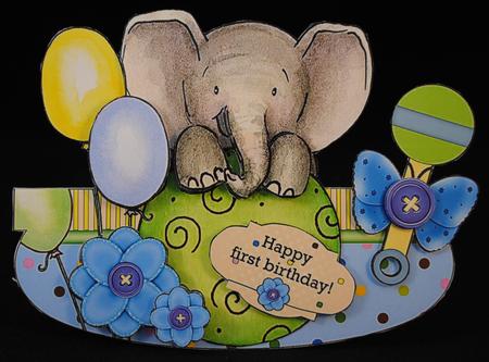 Baby Boy Elephant Rocker Card by Yvonne Middleton