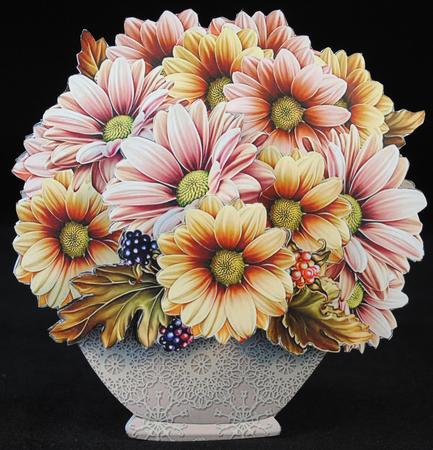 Chrysanthemum Bouquet - Pots of Flowers Card Mini Kit by Yvonne Middleton