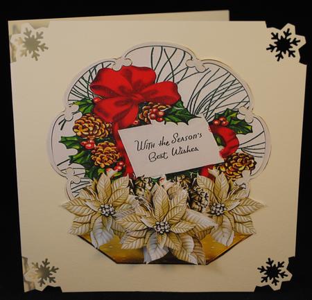 Christmas Wreath and Poinsettias Shaped Topper by Yvonne Middleton