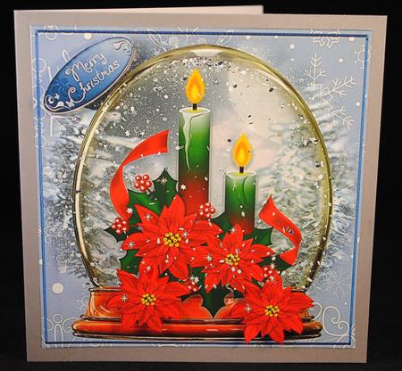 Beautiful Candles in Snow Globe 8x8 by Yvonne Middleton